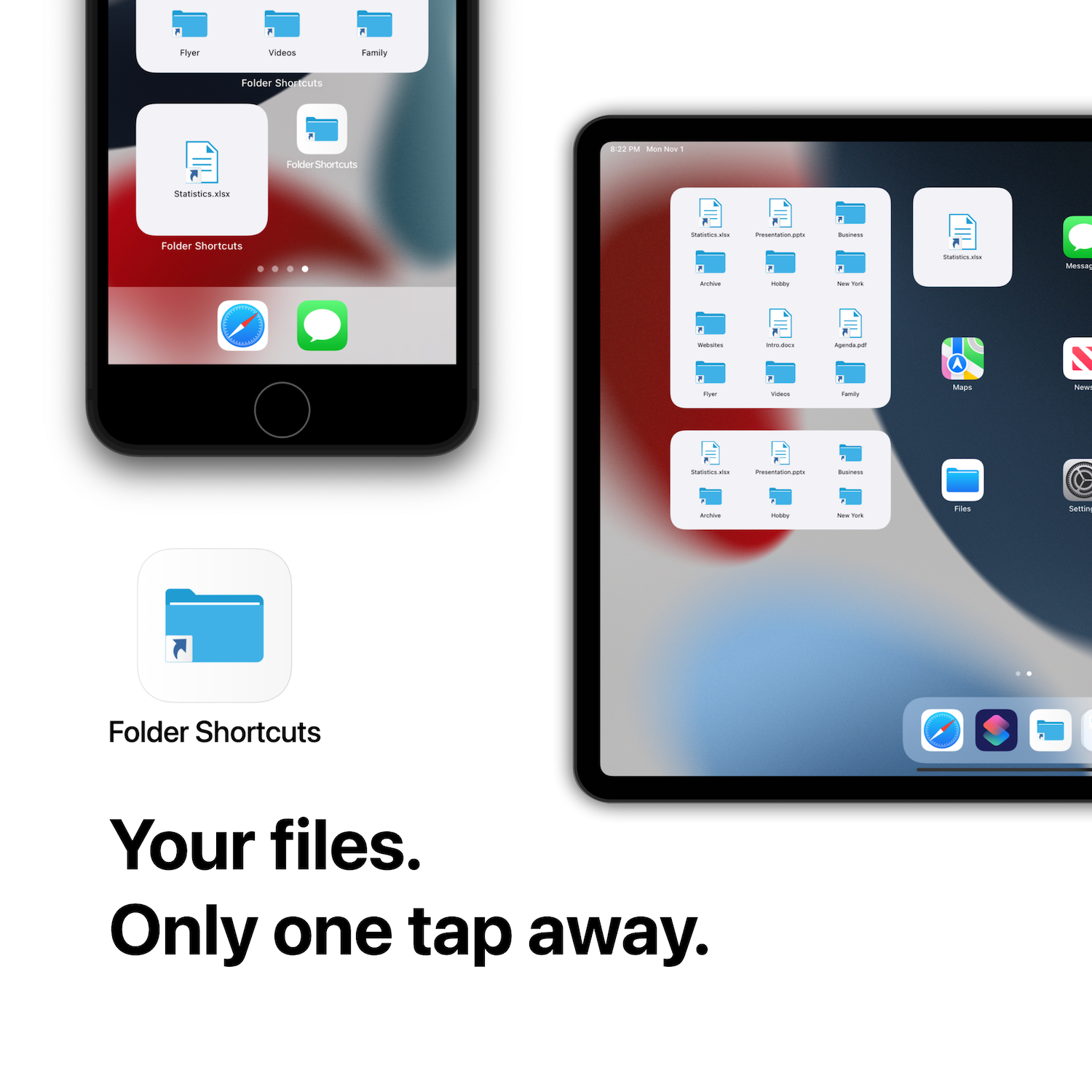 Files on the iOS homescreen. Put folders on your iPhone desktop.